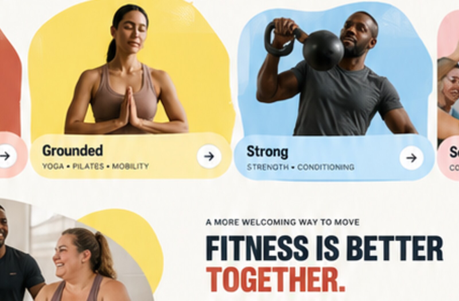 Happy group fitness class